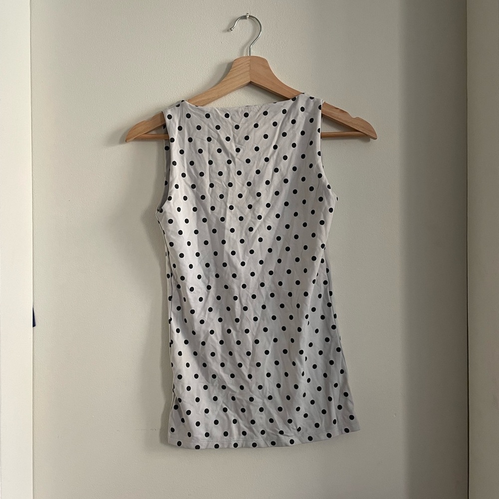 Black and White Polka Dot Boatneck Tank Top